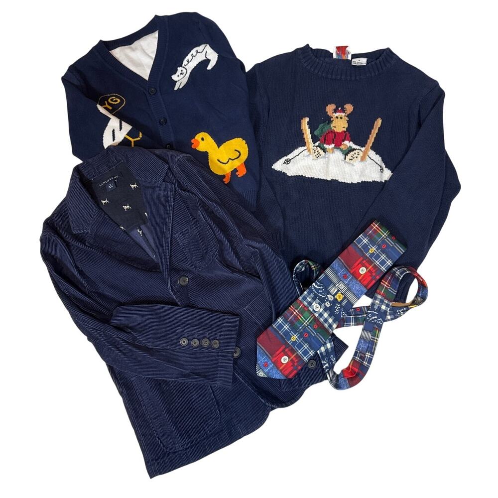Lands End Preppy School Boy Bundle 7-8 Yrs Vintage 4 Items Mini Gentleman Blue